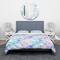 Designart 'Sky Blue Triangle Texture with Grunge Effect' Modern & Contemporary Bedding Set - Duvet Cover & Shams